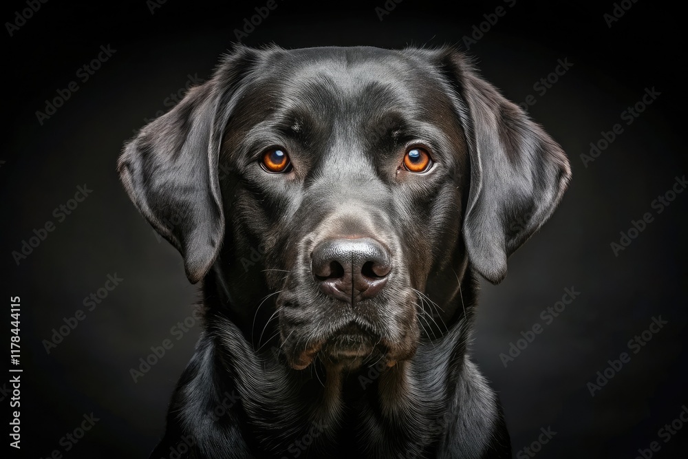 Black Labrador Portrait Macro Studio Shot Black Labrador Portrait Macro Studio Shot