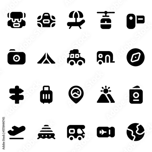 Travel icon with solid style, perfect for user interface projects