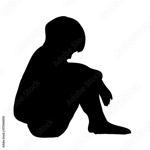 Sad black child silhouette