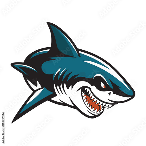 shark angry pose attacking illustration logo design