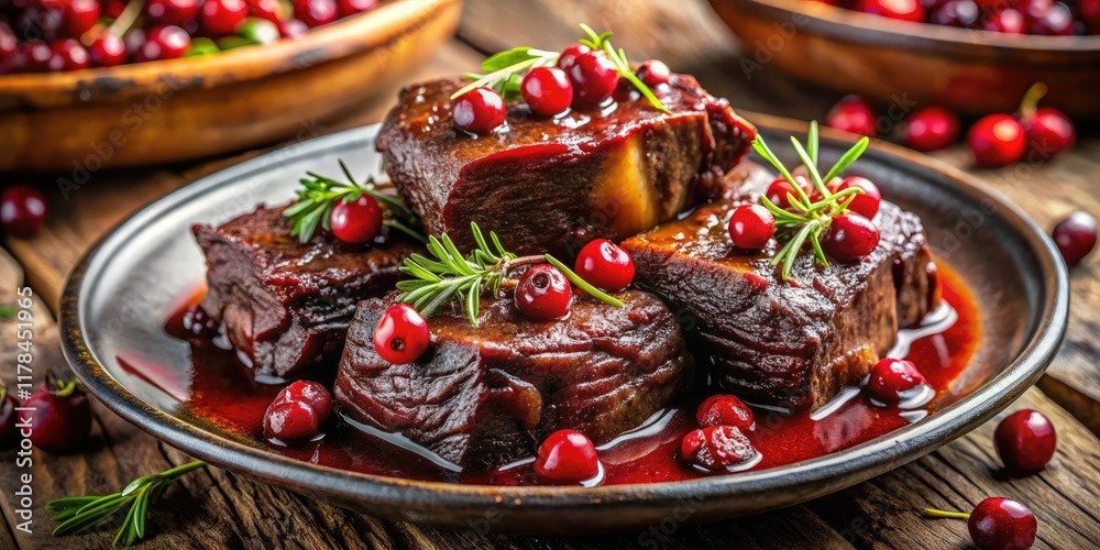 Braised Short Ribs, Red Wine Cranberry Sauce, Rustic Urban Exploration Braised Short Ribs, Red Wine Cranberry Sauce, Rustic Urban Exploration