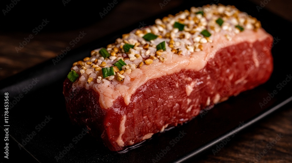 Gourmet Beef Steak Raw Meat Grain Crust Food Photography Gourmet Beef Steak Raw Meat Grain Crust Food Photography