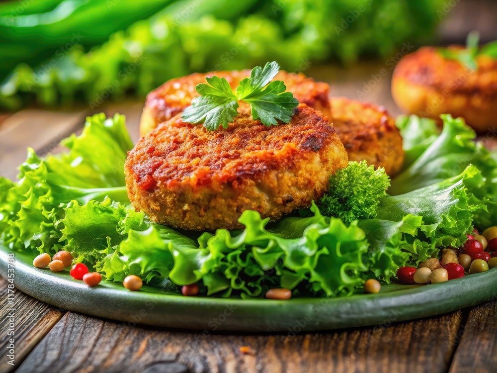 Bulgur Patties on Lettuce - Delicious Healthy Meal, Gourmet Food Photography Bulgur Patties on Lettuce - Delicious Healthy Meal, Gourmet Food Photography