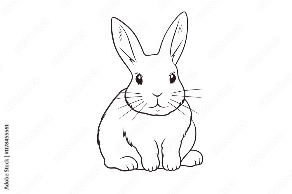 Fototapeta premium Rabbit sketch outline drawing.
