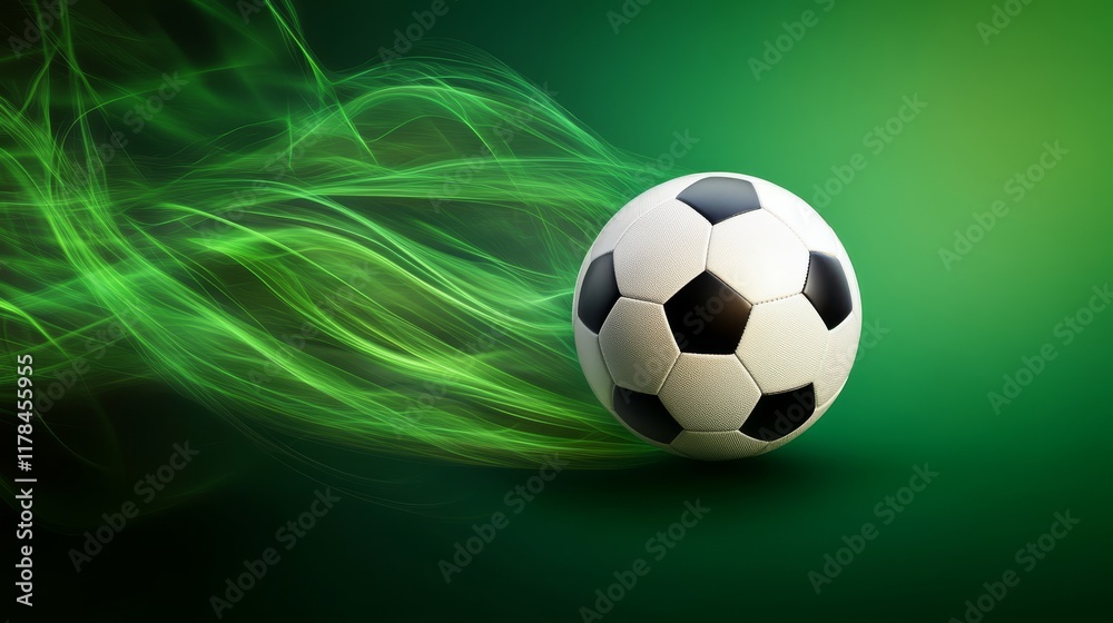 Naklejka premium A bright green abstract design with soft lines and curves, reminiscent of the excitement of football and sports.