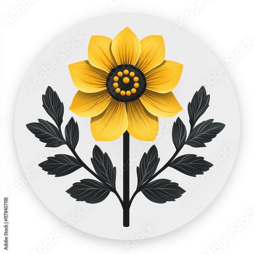 silvatica flower icon in the round line, line art style , clear background  photo