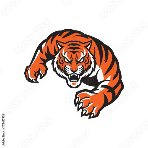 tiger malignant attacking with claws logo illustration