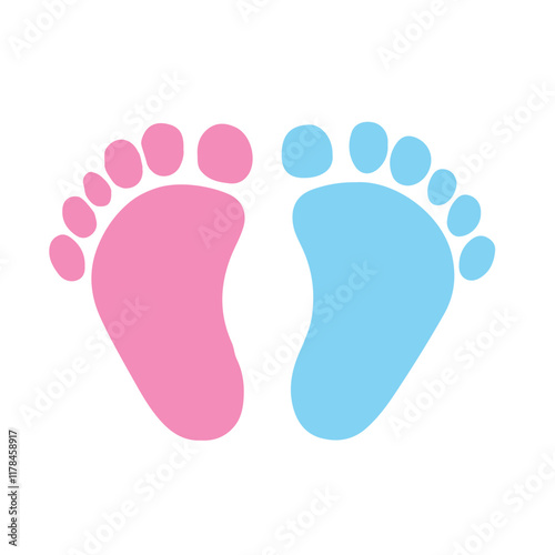 Vector graphic logo of pink and blue baby footprint