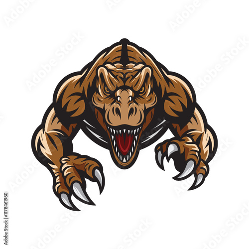 tyrannosaurus attacking with claws design illustration