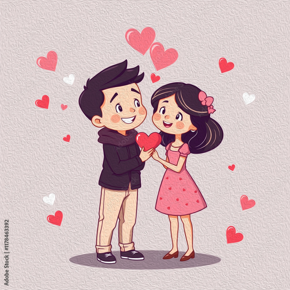 Valentine's Day card design. Illustration with oil paint. Pattern for printing on wall decorations, covers, wallpapers Valentine's Day card design. Illustration with oil paint. Pattern for printing on wall decorations, covers, wallpapers