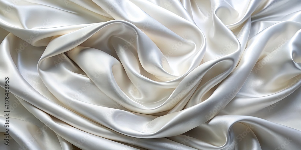 Fototapeta premium Close-up of luxurious white satin, its smooth, shimmering texture a captivating backdrop.