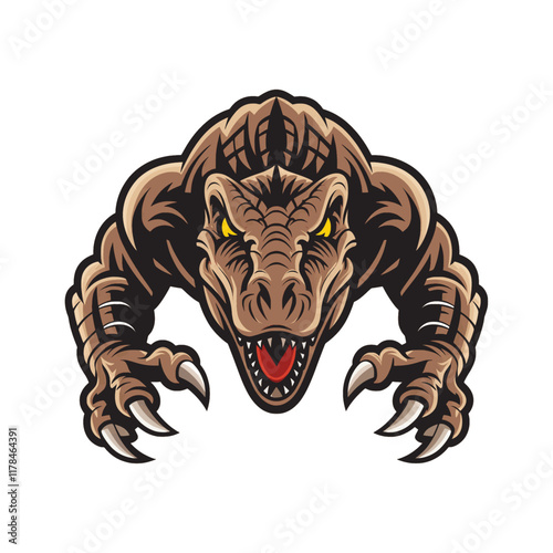 tyrannosaurus attacking with claws logo design