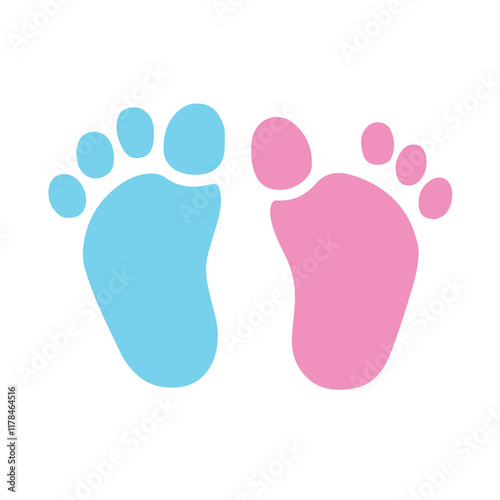 Vector graphic logo of pink and blue baby footprint photo