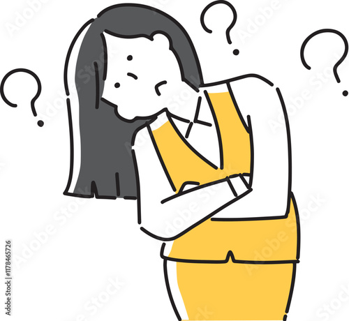 腕を組んで考える女性