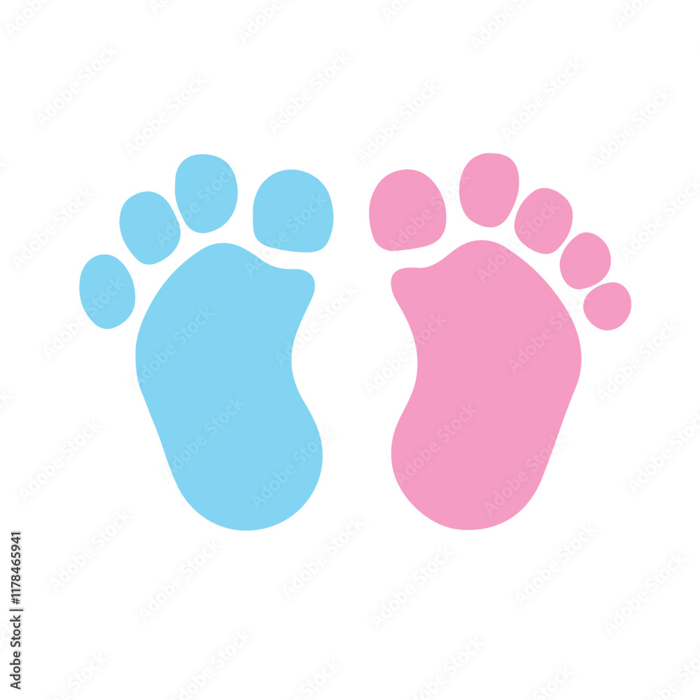 Vector graphic logo of pink and blue baby footprint