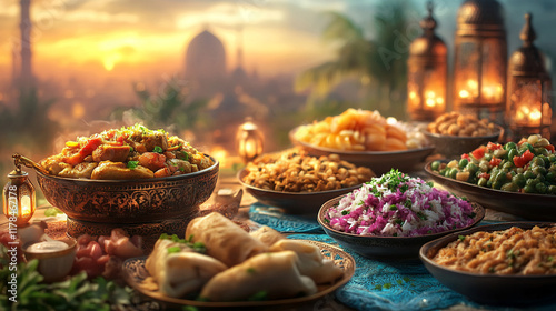 islamic ramadan food background  eid al fitri fasting iftar