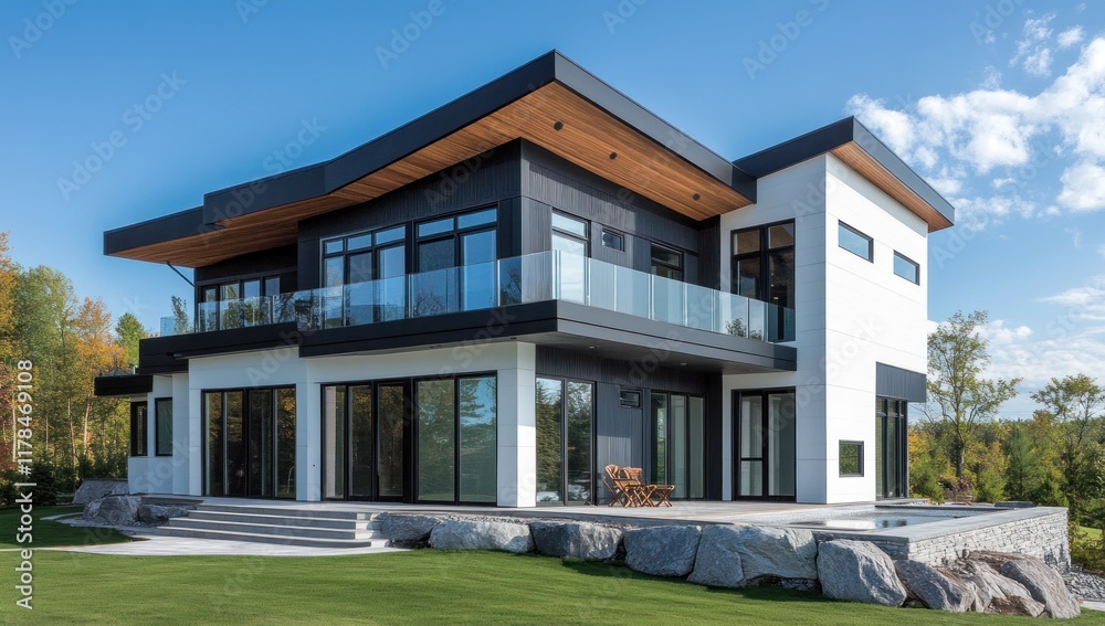 Modern luxury home with sleek design, large windows, and expansive outdoor space. Modern luxury home with sleek design, large windows, and expansive outdoor space.