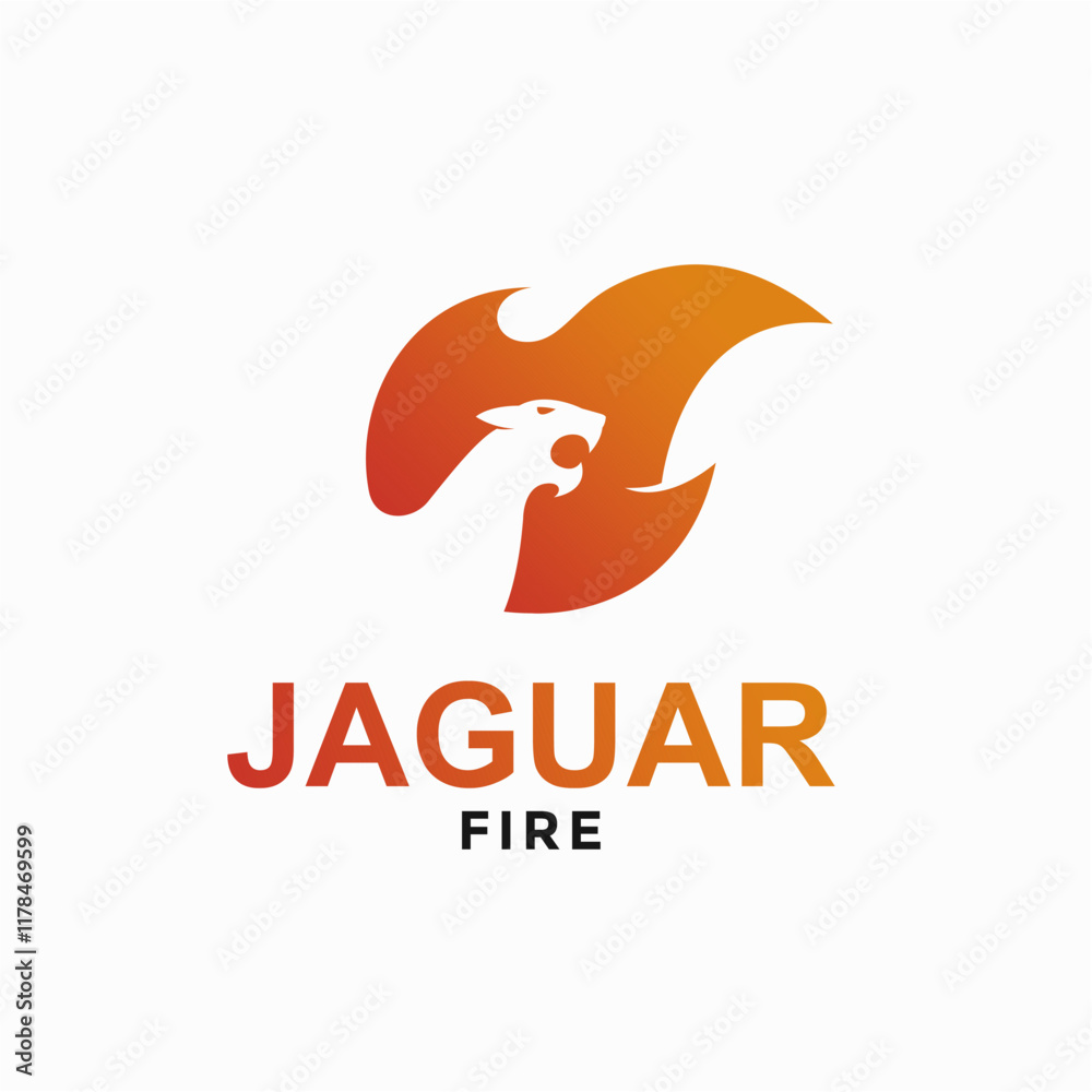 Obraz premium jaguar fire simple logo in negative space