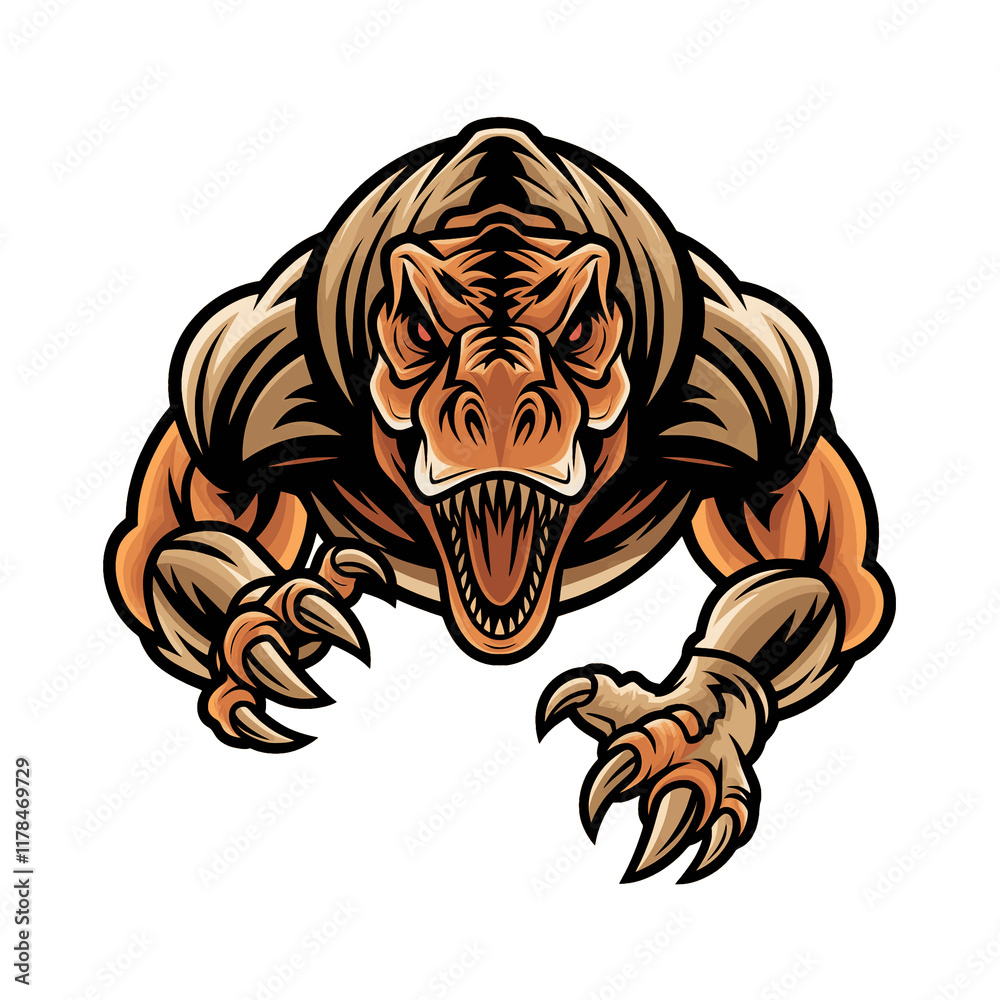 tyrannosaurus pose attacking with claws design illustration logo
