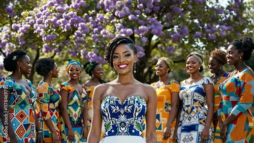 Beautiful South African Bride And Bridesmaids In Colorful Traditional Dresses