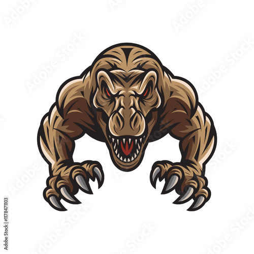 tyrannosaurus pose attacking with claws illustration logo