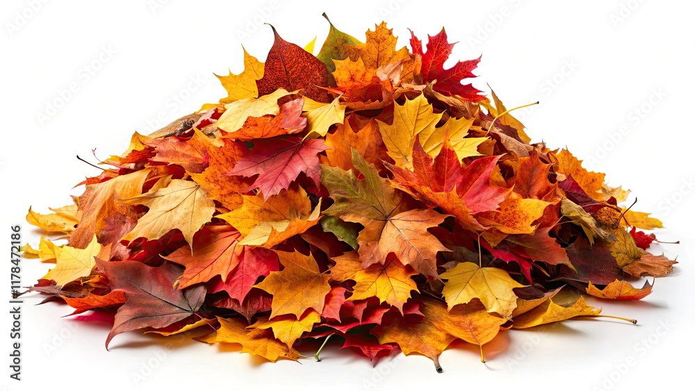 Obraz premium Isolated autumn leaves, a panoramic backdrop of vibrant fall foliage.