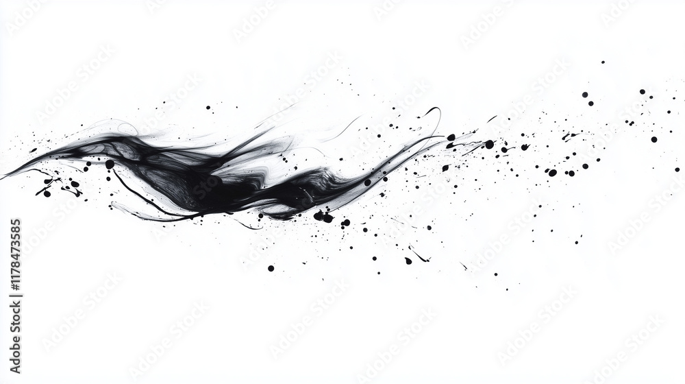 Abstract Ink Splash: Dynamic Black Ink Movement Abstract Ink Splash: Dynamic Black Ink Movement