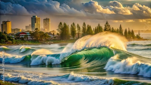 Cyclone Oma: Kirra Beach Tube Waves, Gold Coast photo