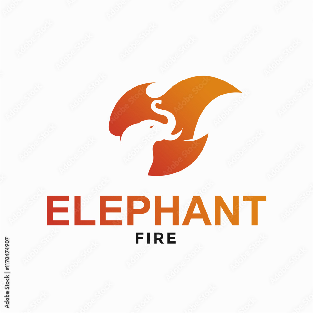 elephant fire simple logo in negative space elephant fire simple logo in negative space