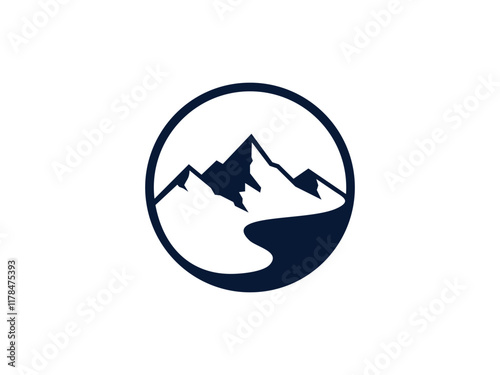 mountain circle logo template vector