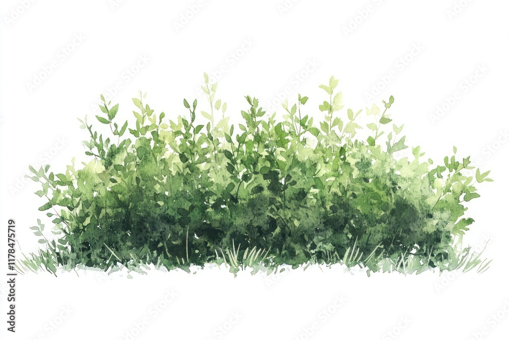Green bushes illustration watercolor plant. Green bushes illustration watercolor plant.