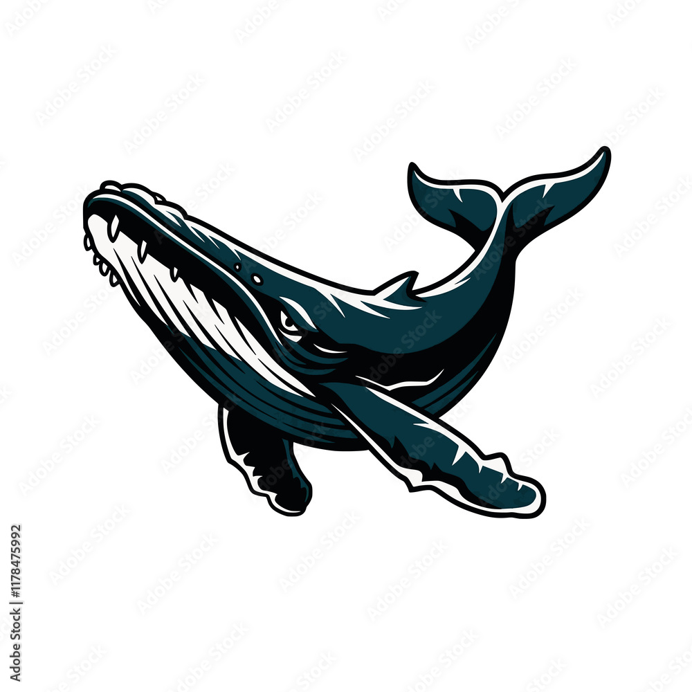 Fototapeta premium whale wild design illustration logo on white background