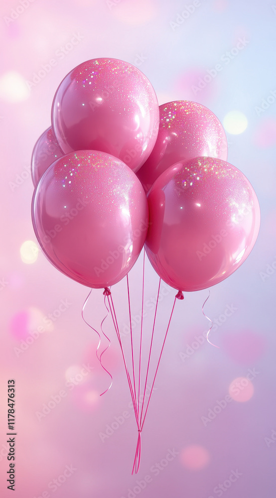 custom made wallpaper toronto digitalPink balloons with glittery effect on pastel background