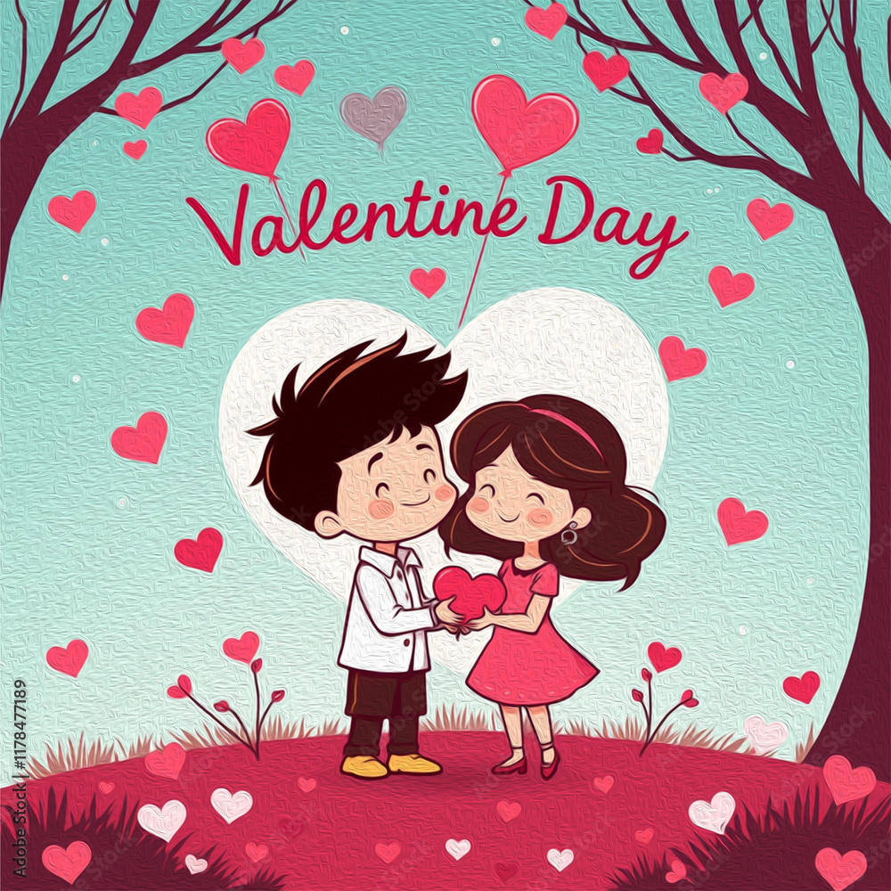 Valentine's Day card design. Illustration with oil paint. Pattern for printing on wall decorations, covers, wallpapers Valentine's Day card design. Illustration with oil paint. Pattern for printing on wall decorations, covers, wallpapers