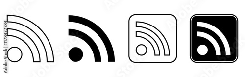 web feed or news feed icon set