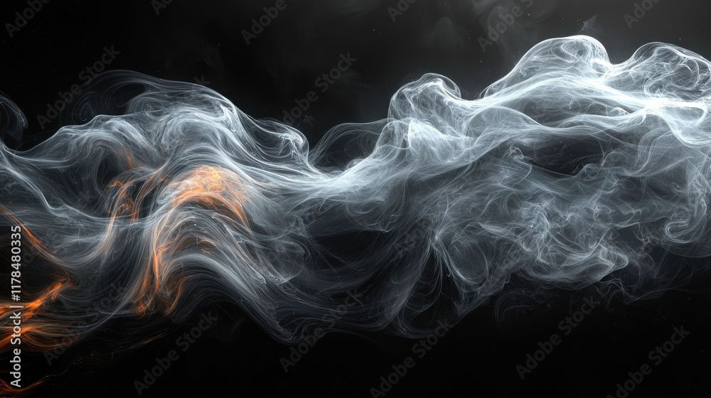 Obraz premium Swirling gray wisps with hints of orange create smoky, ethereal effect