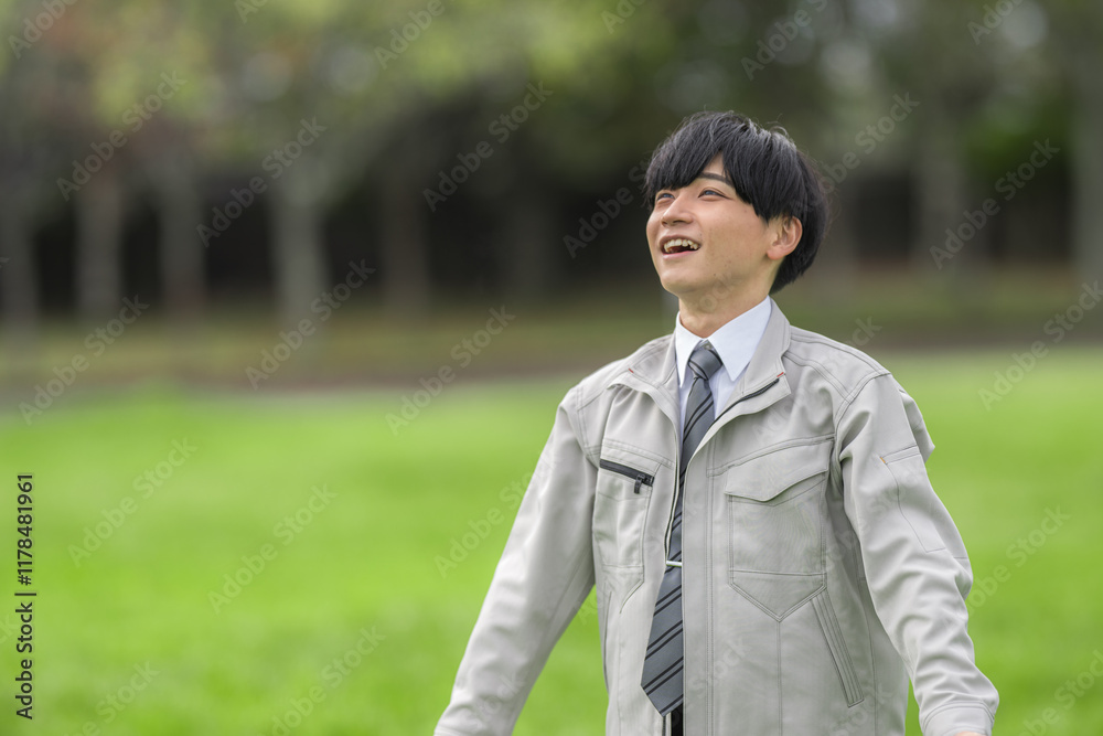 笑顔の作業員男性 笑顔の作業員男性