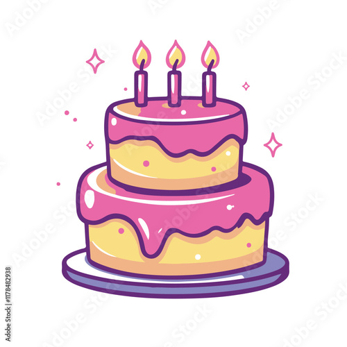 Vector icon of a two tier cake with candles
