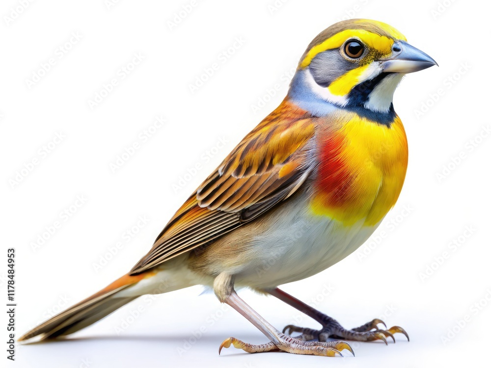 Fototapeta premium Dickcissel Bird Full Body White Background AI Art