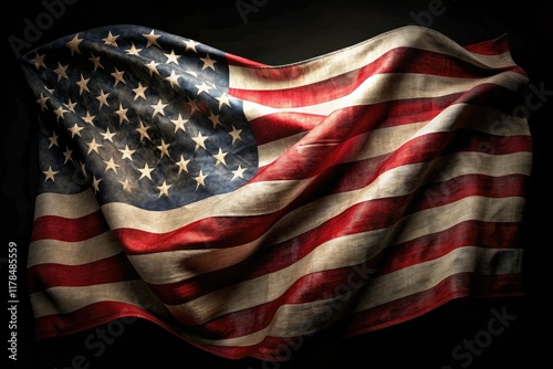 Distorted American Flag Portrait Photography - AI Art