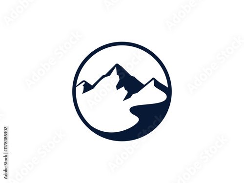 mountain circle logo template vector