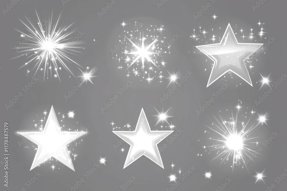 Elegant gold stars with sparkling effects for festive celebrations