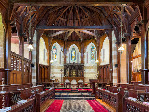 St. Barnabas Chapel interior, Norfolk Island, Australia photo