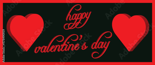 Happy valentines day greeting banner. Vector illustration.