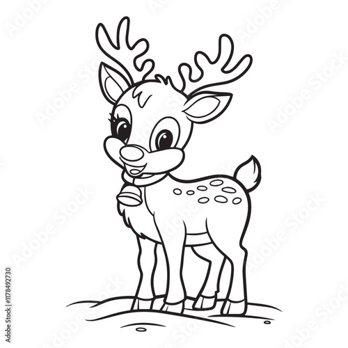 Cute deer vector outline illustration