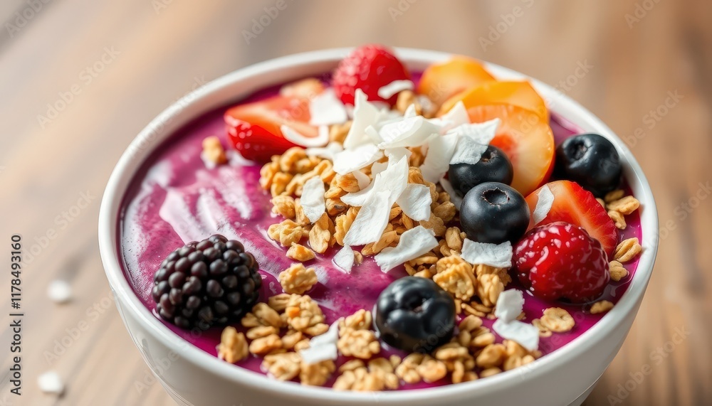 Delicious Berry Smoothie Bowl with Granola and Fruits Delicious Berry Smoothie Bowl with Granola and Fruits