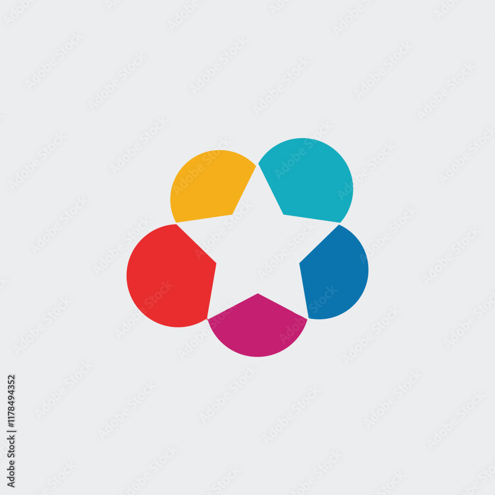 Creative cloud star logo. Unique color transitions. Unique cloud-in-the-star logo template. vector Creative cloud star logo. Unique color transitions. Unique cloud-in-the-star logo template. vector