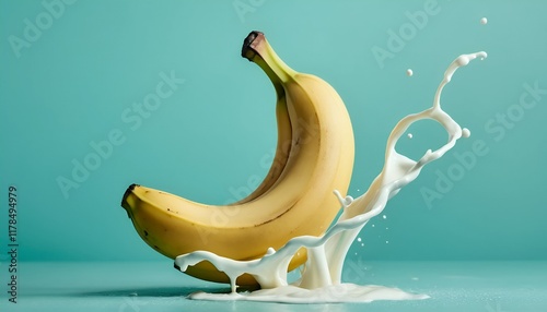 Delicious Banana Covered in a Milk Splash photo