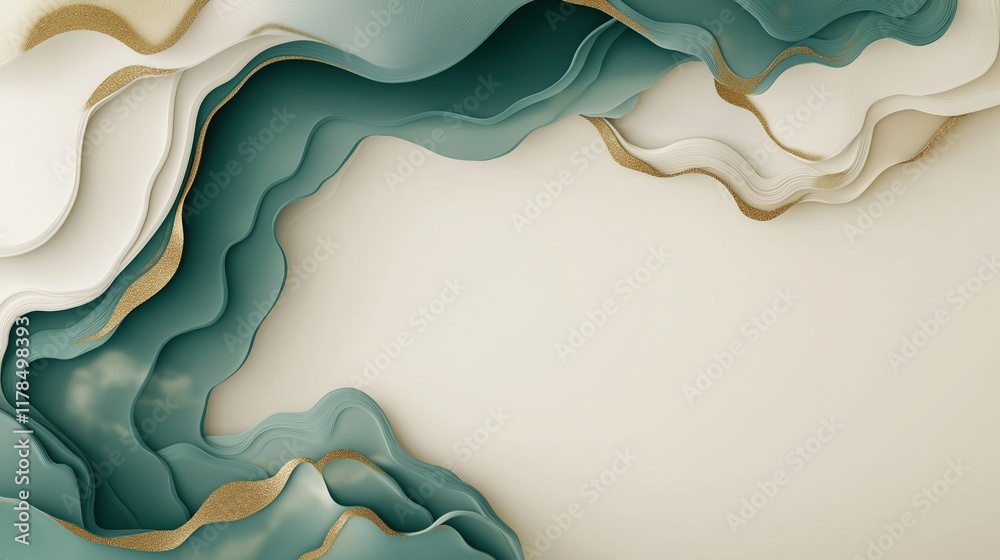 Smooth waves in beige and teal colors Smooth waves in beige and teal colors