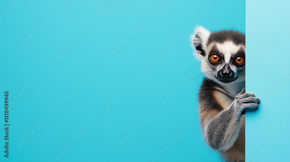 Fototapeta premium Playful lemur against vibrant background